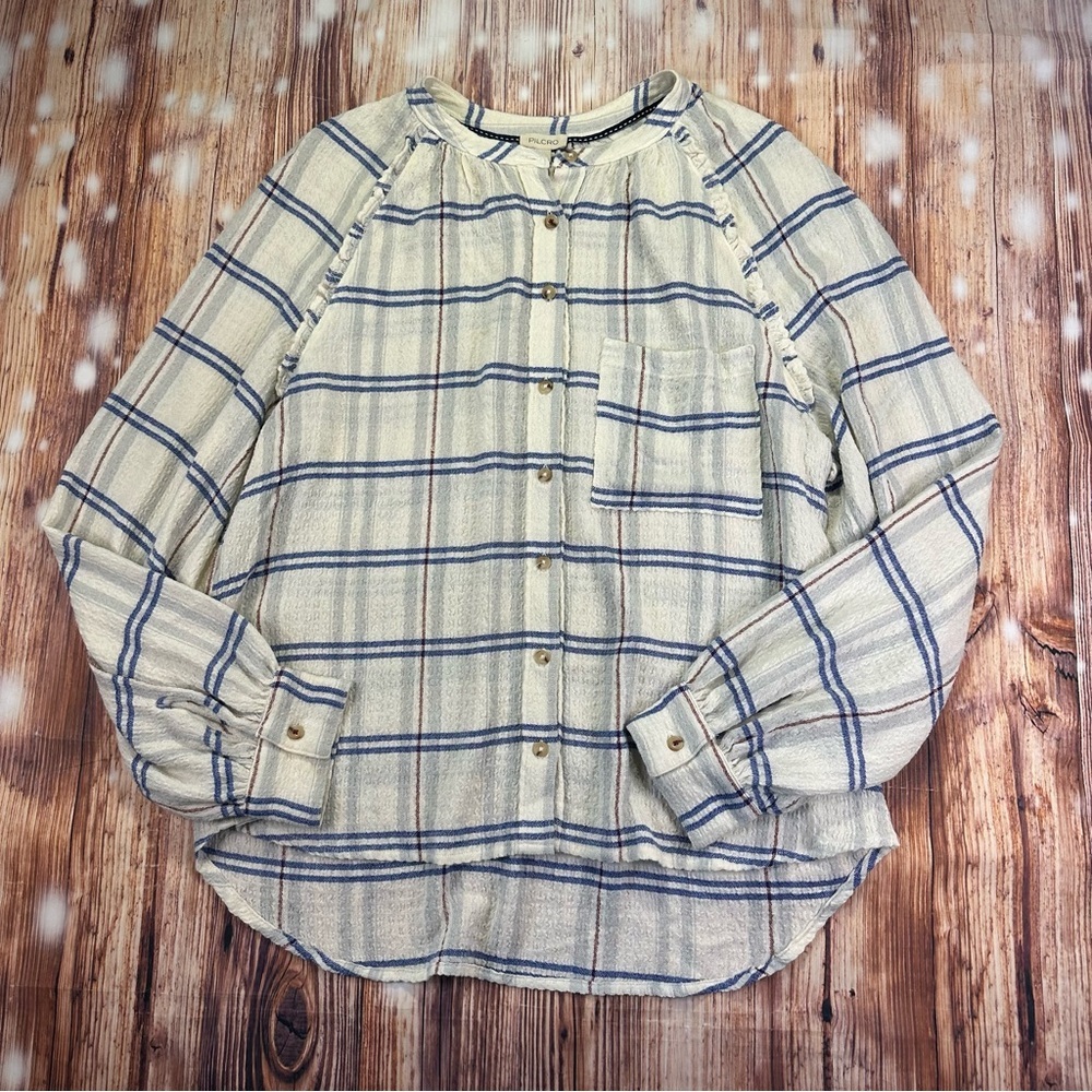 Anthropology Pilcro Relaxed Plaid Buttondown Shirt Size Large